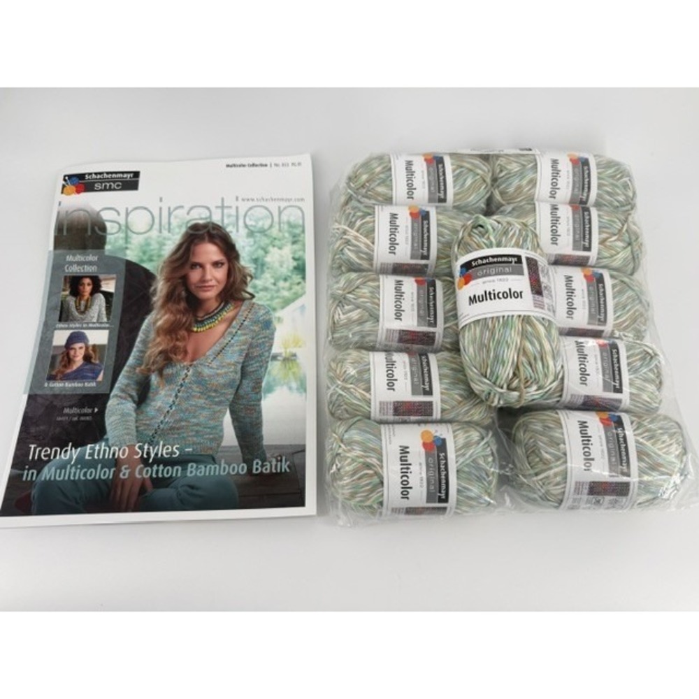 Schachenmayr Multicolor Cotton Yarn Lot 11 Skeins + $13 Pattern Book Pastels